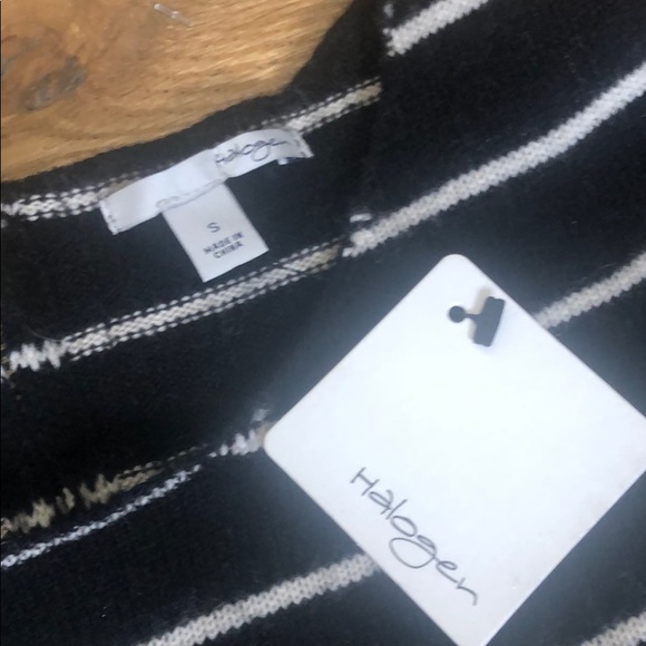 Halogen Cashmere Wool Back Zip Striped Sweater SM - Picture 6 of 7